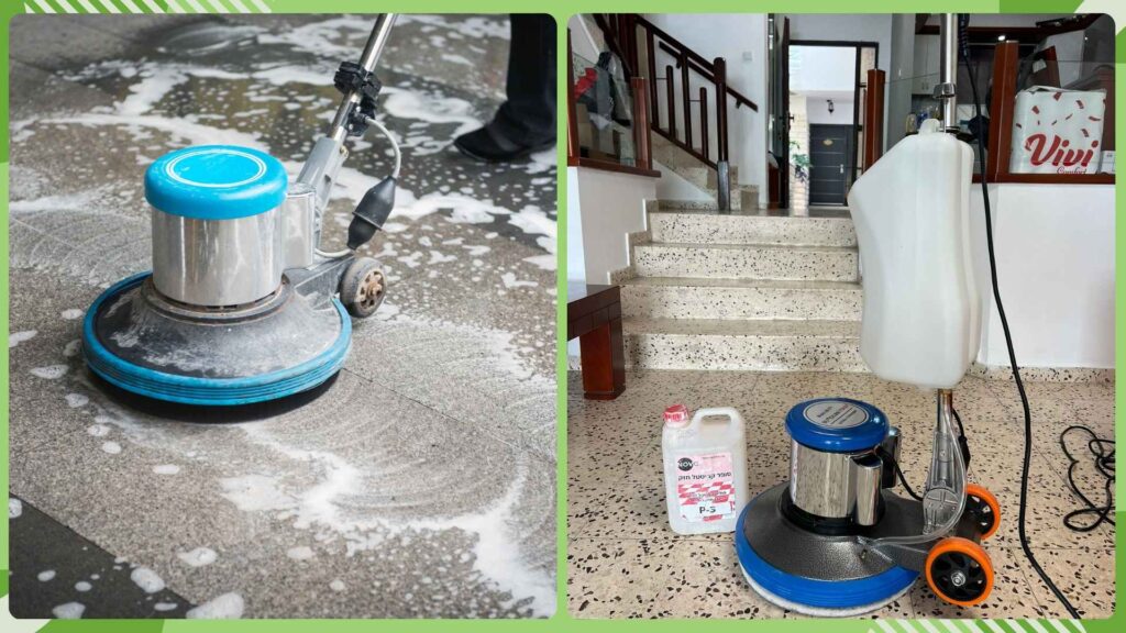 ניקיון לאחר בנייה עם ציוד מקצועי